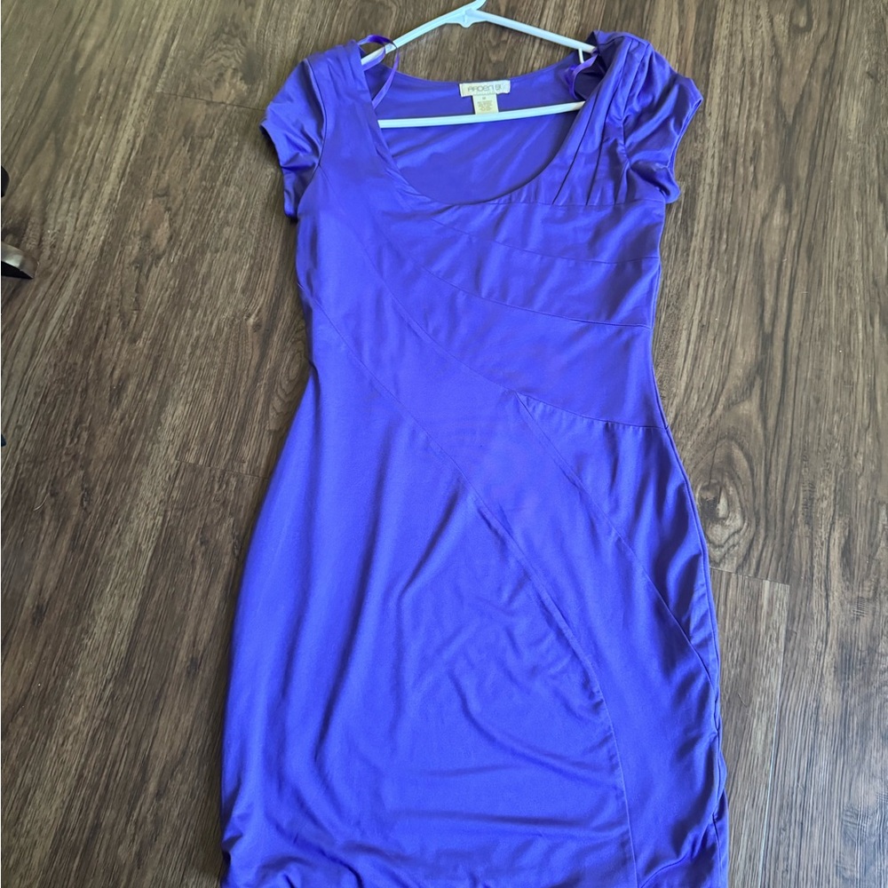 Arden B Blue Ruched Puff Sleeve Bodycon Mini Dress